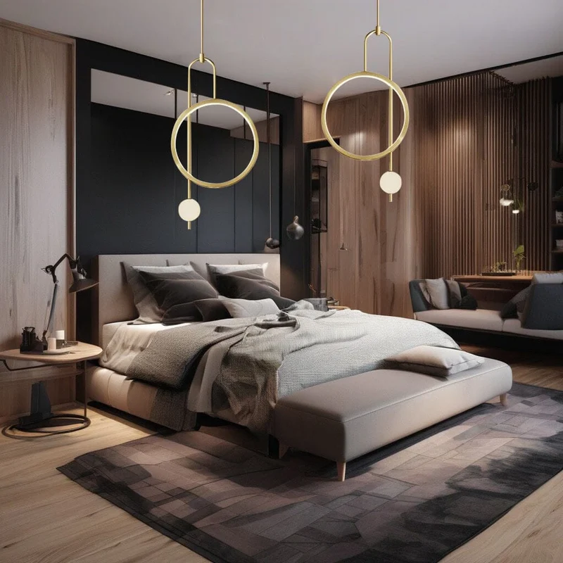 Euroselle Modern Gold Ring Pendant Light For Living Areas