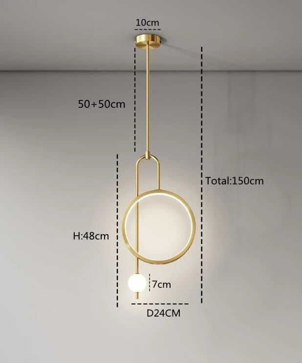 Euroselle Modern Gold Ring Pendant Light For Living Areas