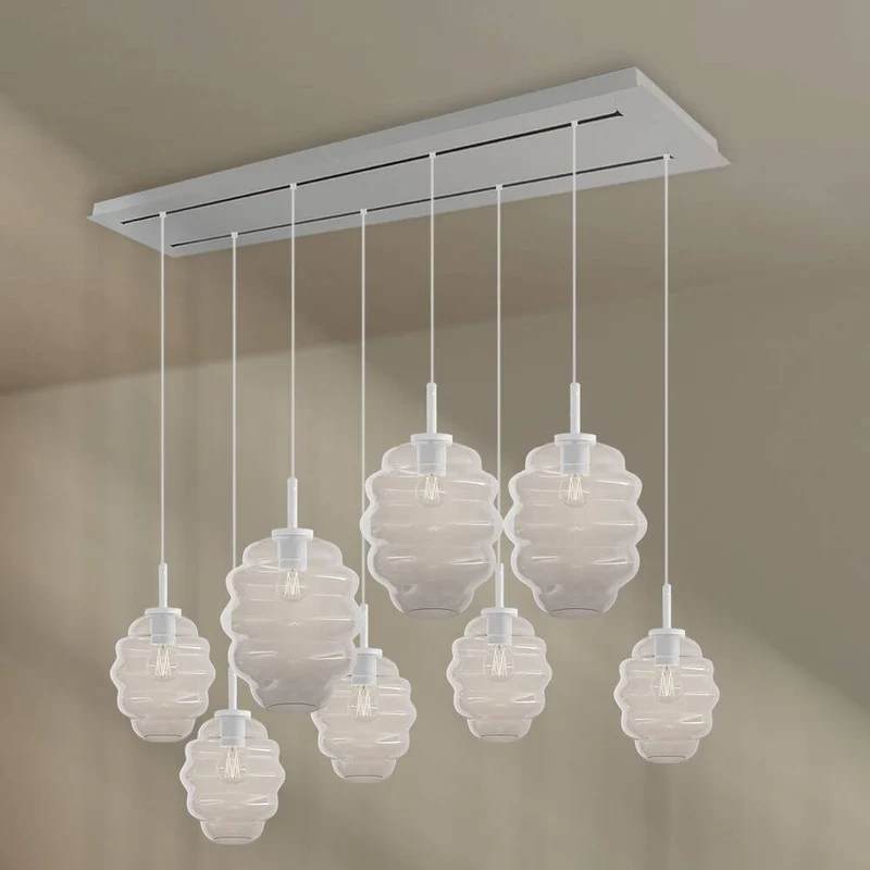 s.luce Echos Esstischleuchte 8-flammig 160cm 2-reihig Ø 18/25cm