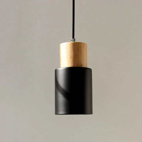 Ingrid Wood And Metal Cylinder Pendant Light By Euroselle