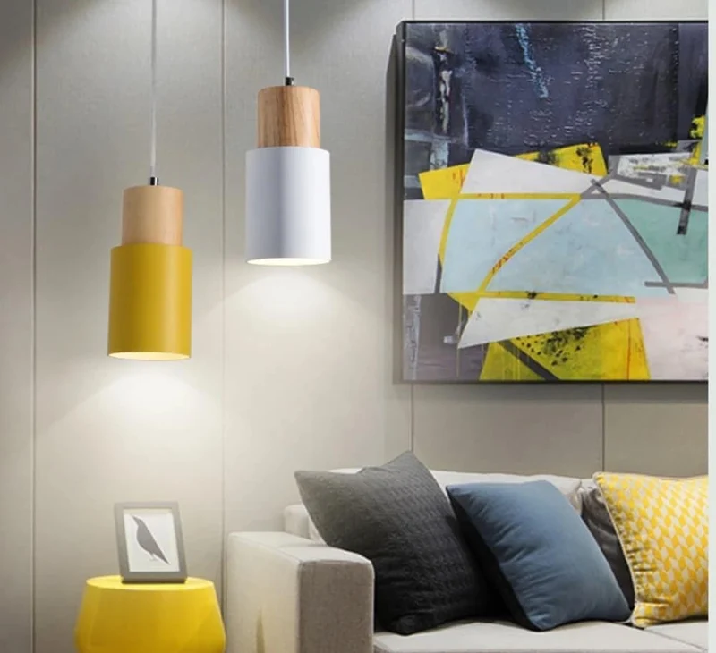 Ingrid Wood And Metal Cylinder Pendant Light By Euroselle