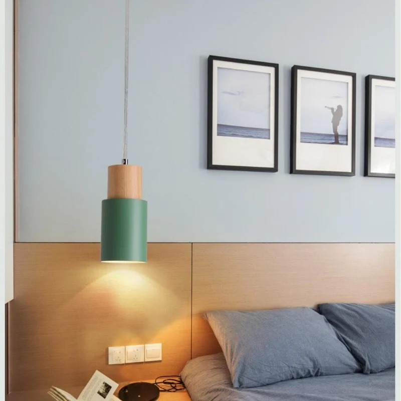 Ingrid Wood And Metal Cylinder Pendant Light By Euroselle