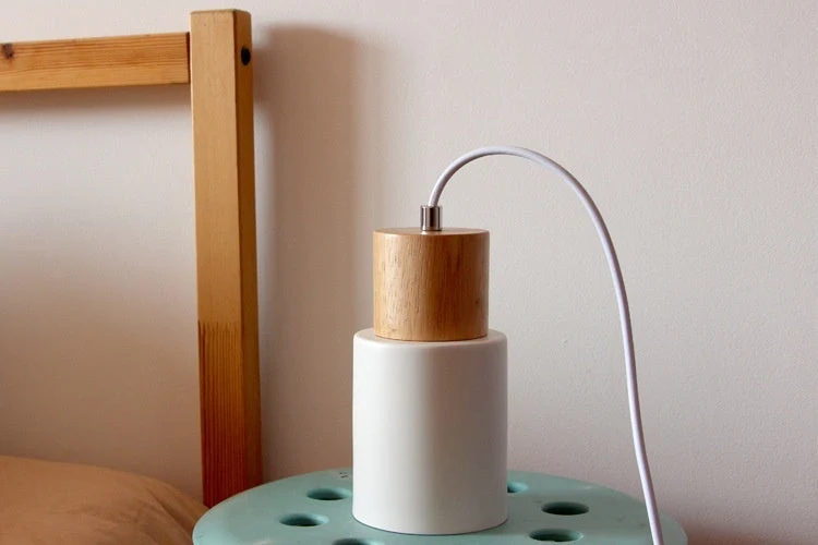 Ingrid Wood And Metal Cylinder Pendant Light By Euroselle
