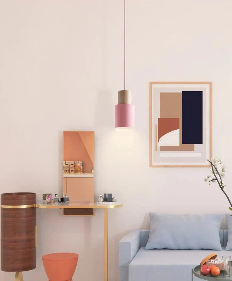 Ingrid Wood And Metal Cylinder Pendant Light By Euroselle
