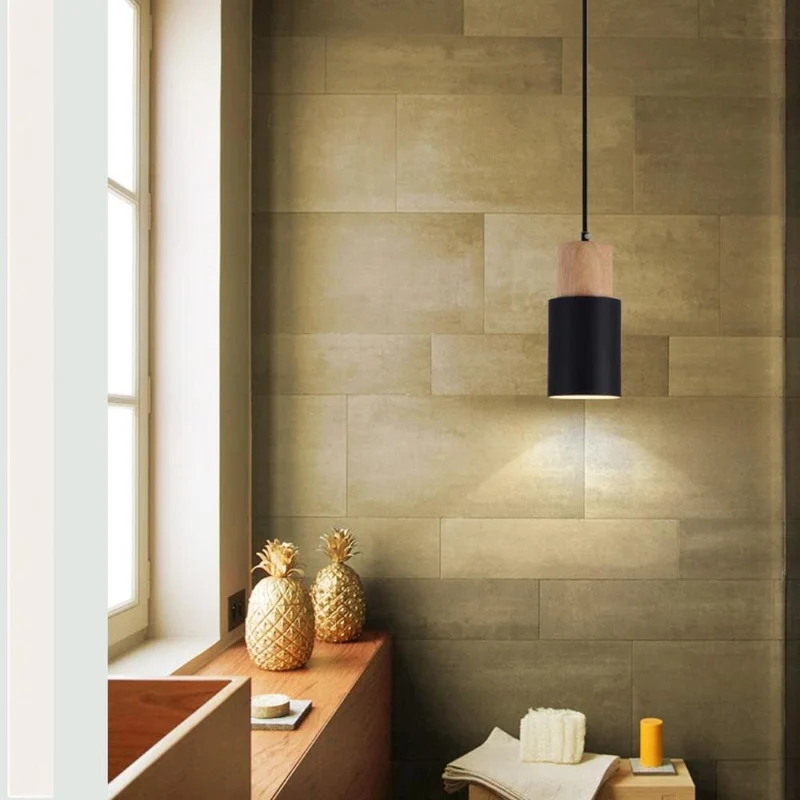 Ingrid Wood And Metal Cylinder Pendant Light By Euroselle