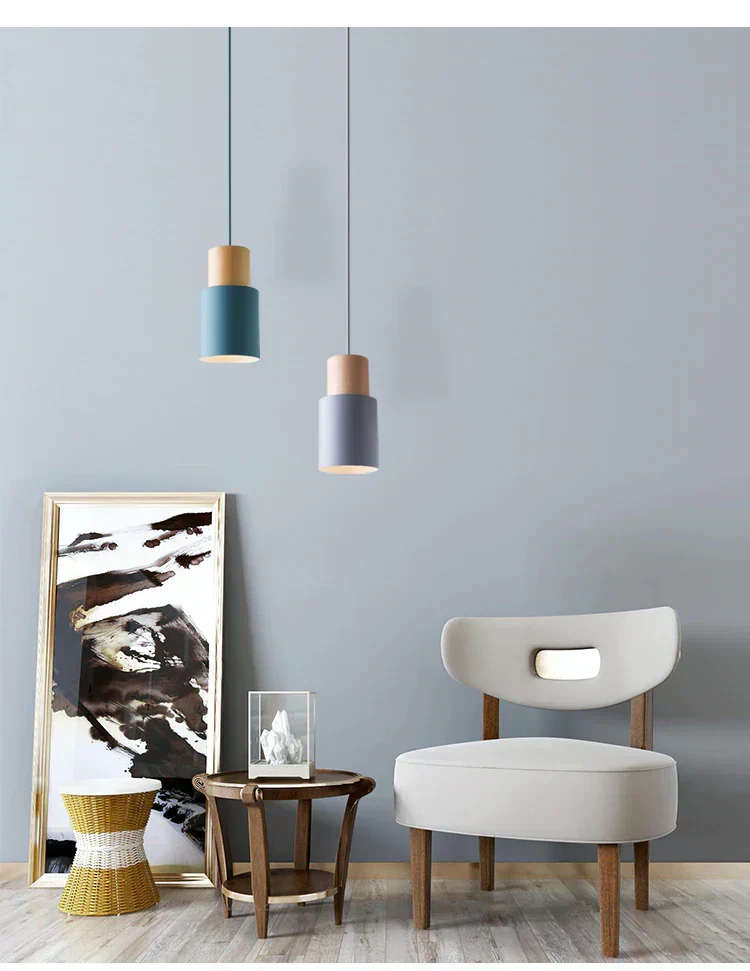 Ingrid Wood And Metal Cylinder Pendant Light By Euroselle