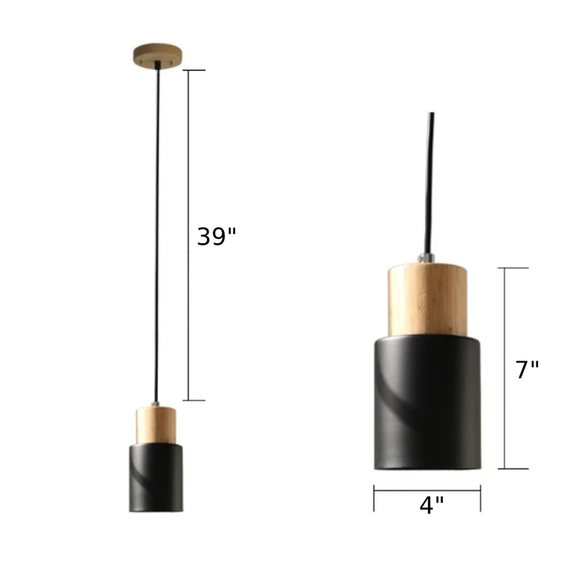 Ingrid Wood And Metal Cylinder Pendant Light By Euroselle