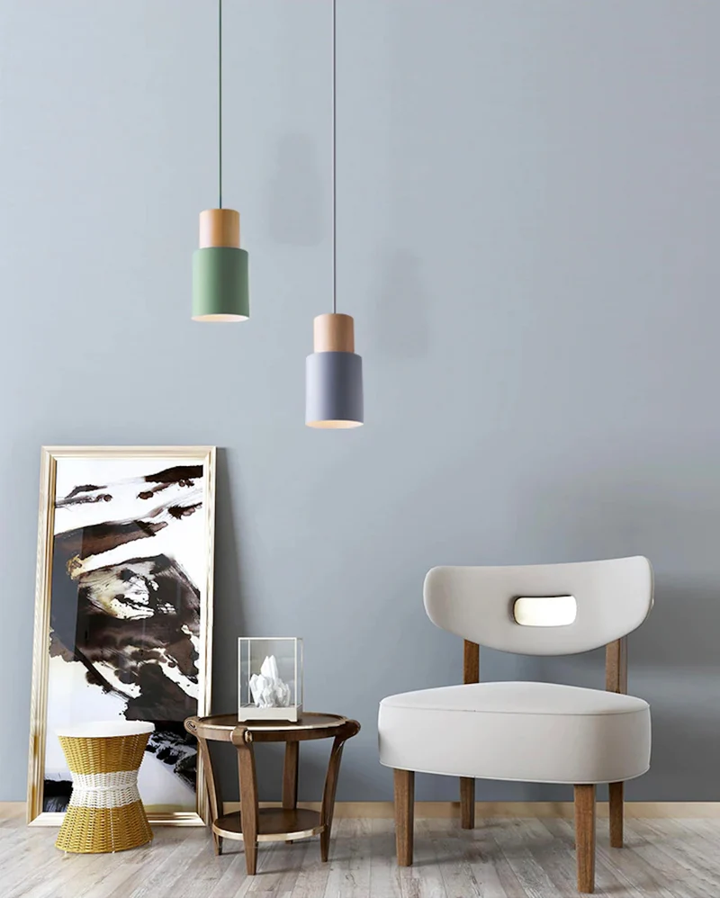 Ingrid Wood And Metal Cylinder Pendant Light By Euroselle