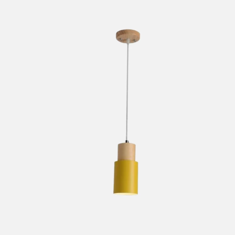 Ingrid Wood And Metal Cylinder Pendant Light By Euroselle