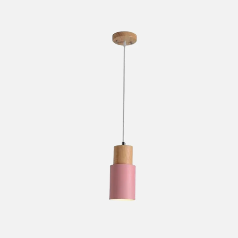 Ingrid Wood And Metal Cylinder Pendant Light By Euroselle