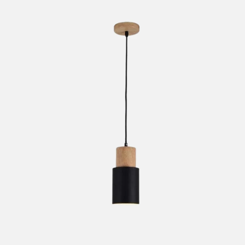 Ingrid Wood And Metal Cylinder Pendant Light By Euroselle