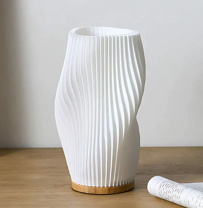Euroselle Serene Wavecrest Lamp With Chic Metal Base And Wave Shaped Shade