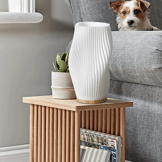 Euroselle Serene Wavecrest Lamp With Chic Metal Base And Wave Shaped Shade