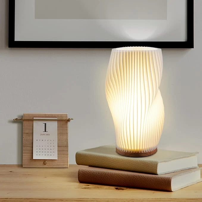 Euroselle Serene Wavecrest Lamp With Chic Metal Base And Wave Shaped Shade