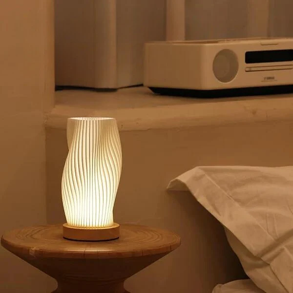 Euroselle Serene Wavecrest Lamp With Chic Metal Base And Wave Shaped Shade