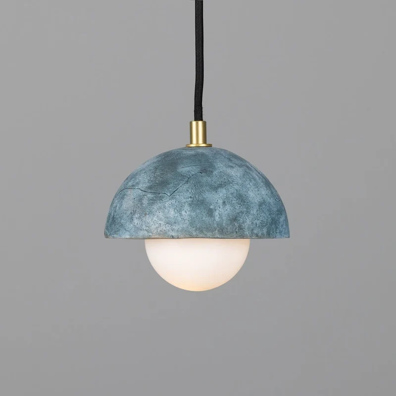 Ferox Small Ceramic Dome Pendant Light 14cm Blue Earth By Euroselle