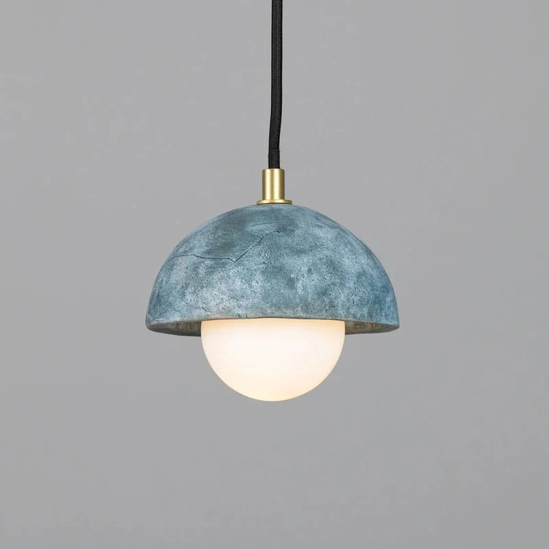 Ferox Small Ceramic Dome Pendant Light 14cm Blue Earth By Euroselle
