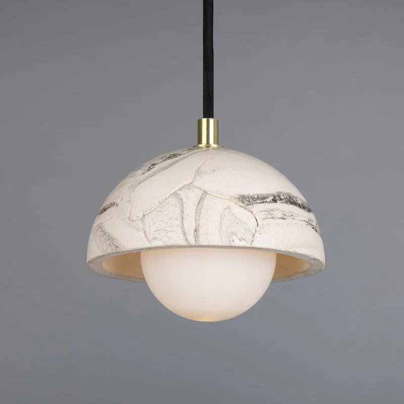 Euroselle Ferox Small Marbled Ceramic Dome Pendant Light 14cm