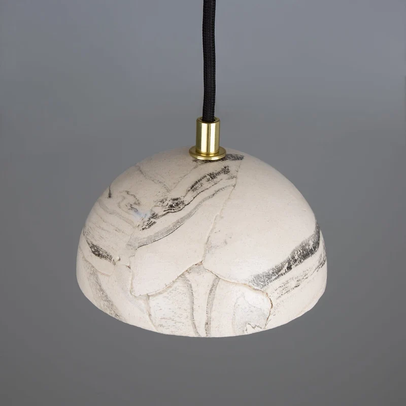 Euroselle Ferox Small Marbled Ceramic Dome Pendant Light 14cm