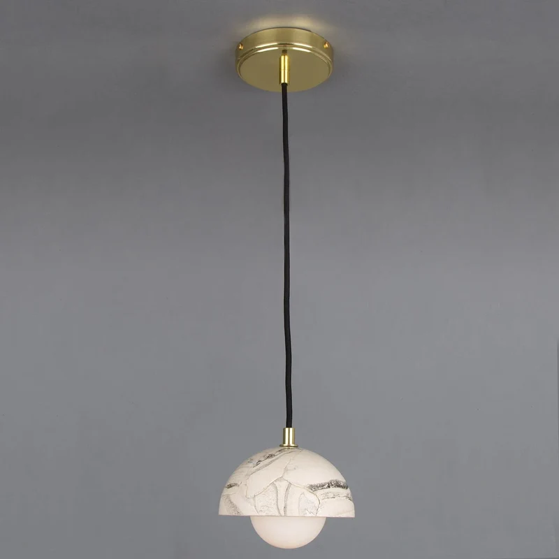 Euroselle Ferox Small Marbled Ceramic Dome Pendant Light 14cm