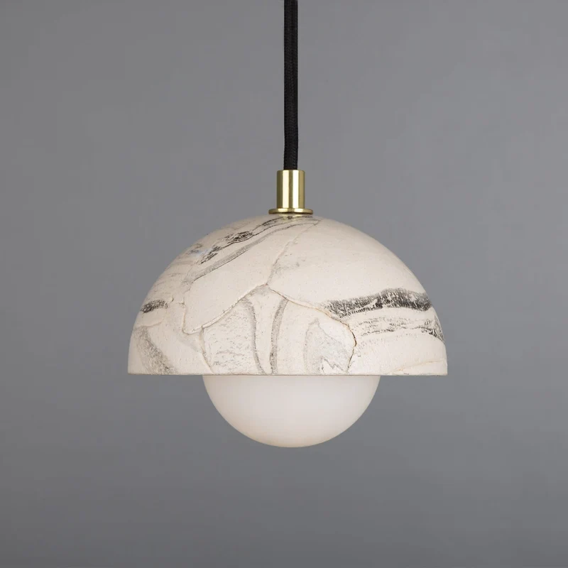 Euroselle Ferox Small Marbled Ceramic Dome Pendant Light 14cm