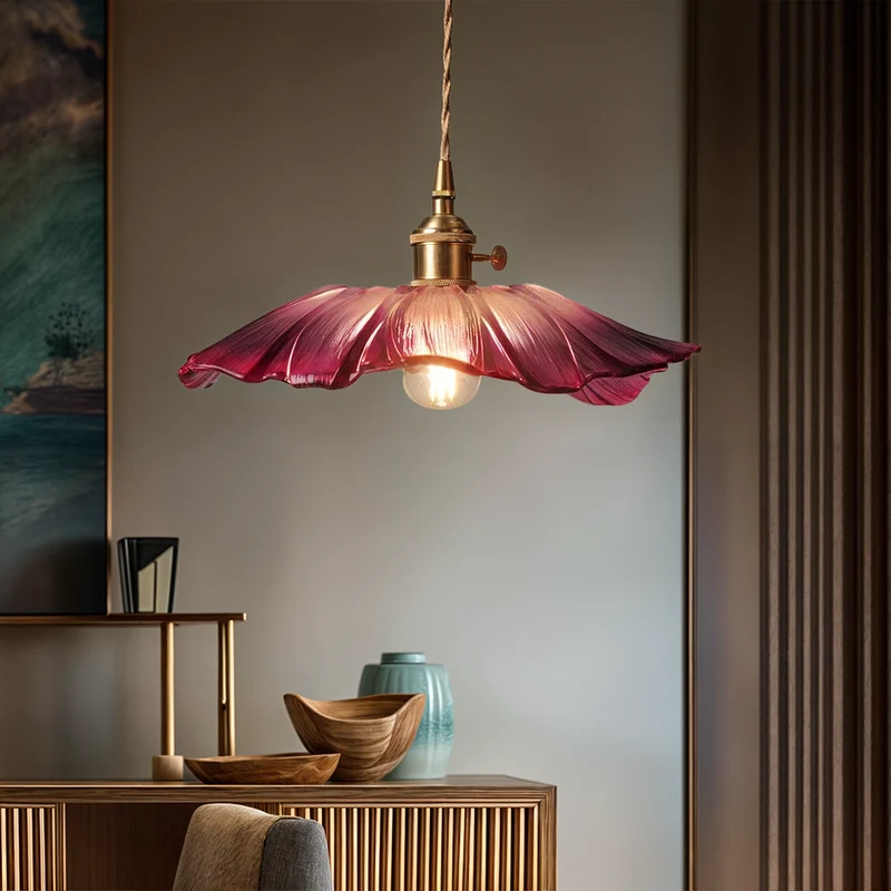 Euroselle Flower Glass Pendant Light Fixture Collection