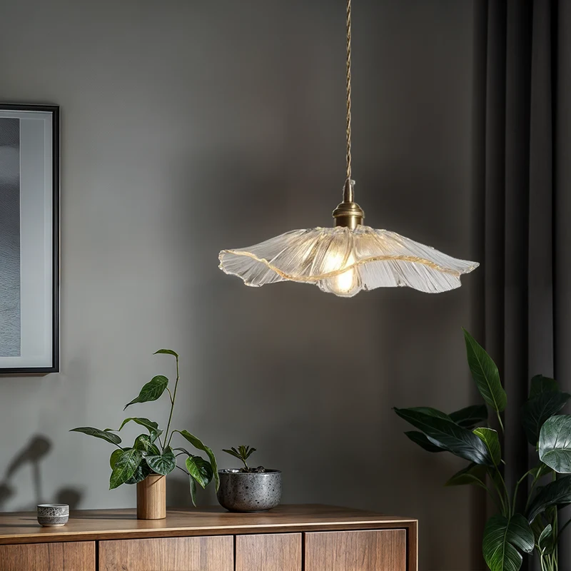 Euroselle Flower Glass Pendant Light Fixture Collection
