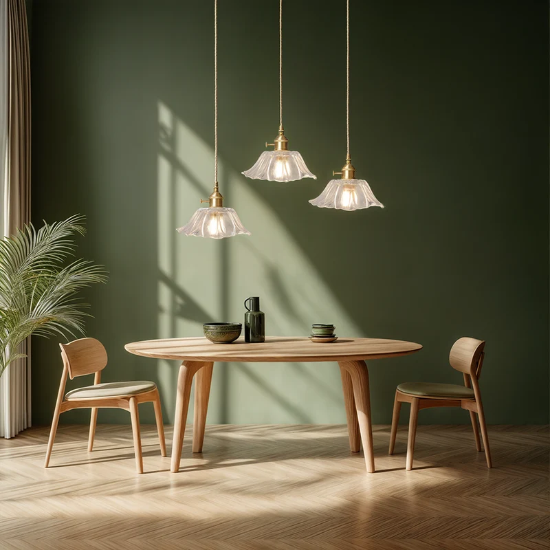 Euroselle Flower Glass Pendant Light Fixture Collection