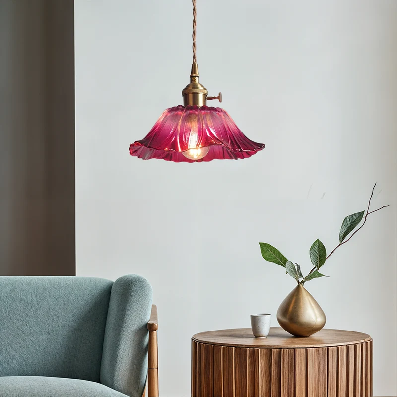 Euroselle Flower Glass Pendant Light Fixture Collection