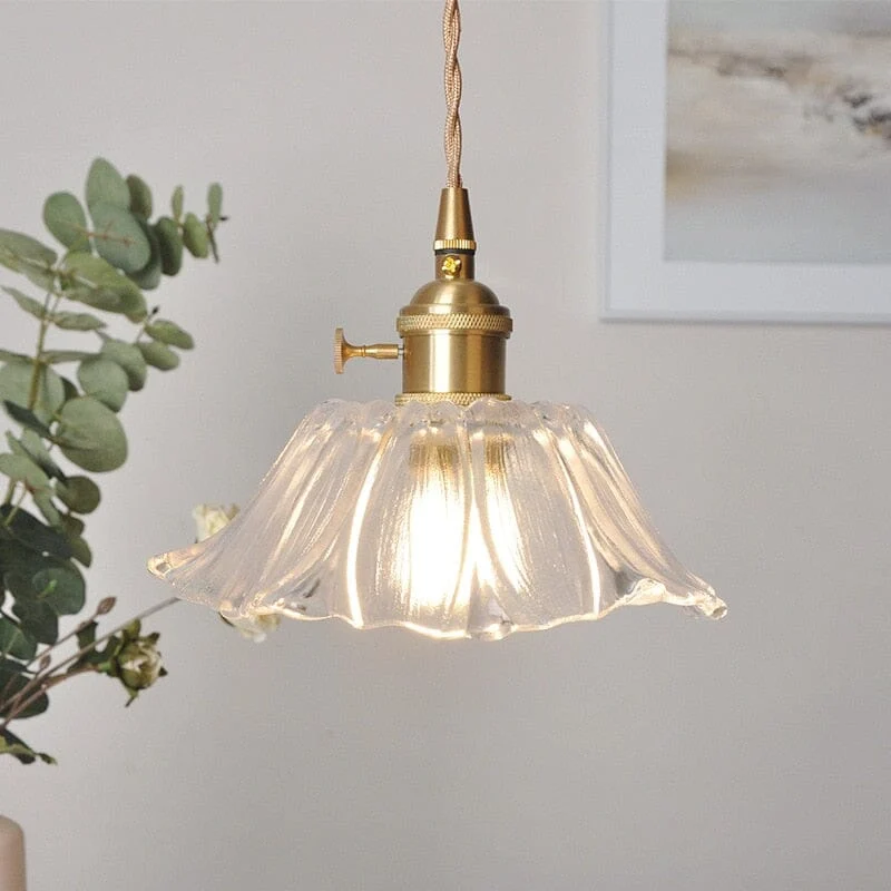 Euroselle Flower Glass Pendant Light Fixture Collection