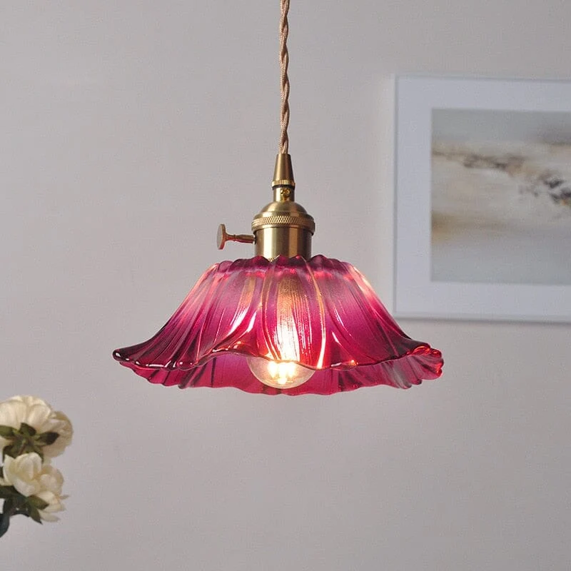 Euroselle Flower Glass Pendant Light Fixture Collection