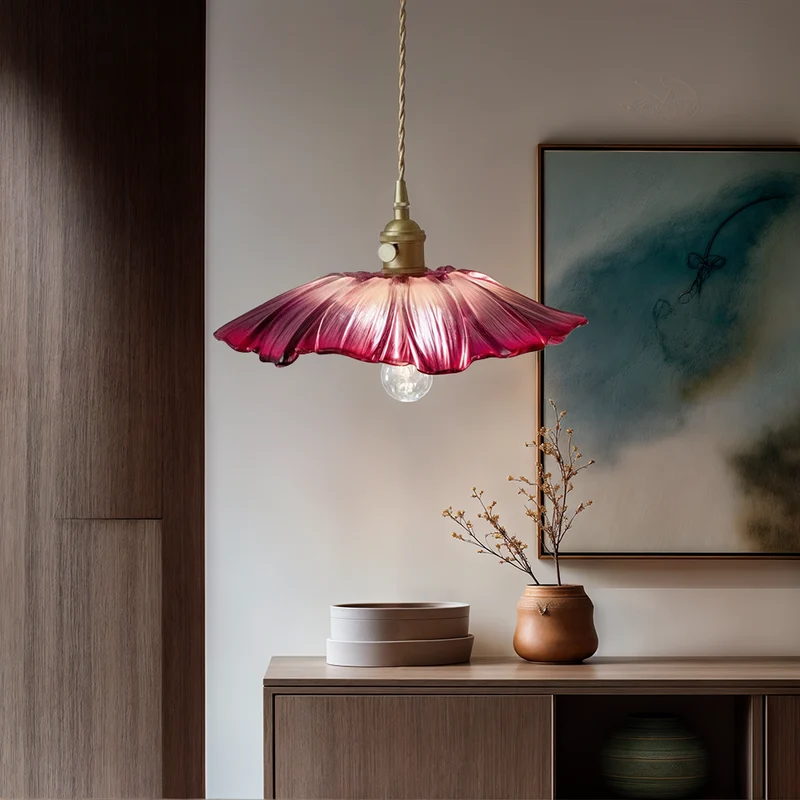 Euroselle Flower Glass Pendant Light Fixture Collection
