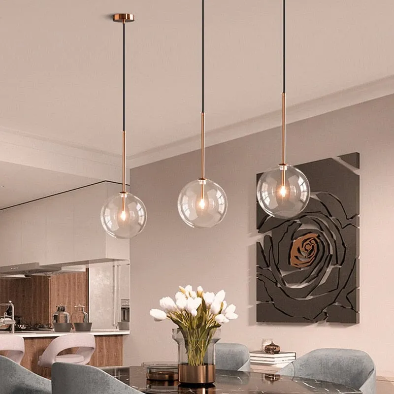 Euroselle Glass Ball Pendant Lights for Nordic Modern Home Decor