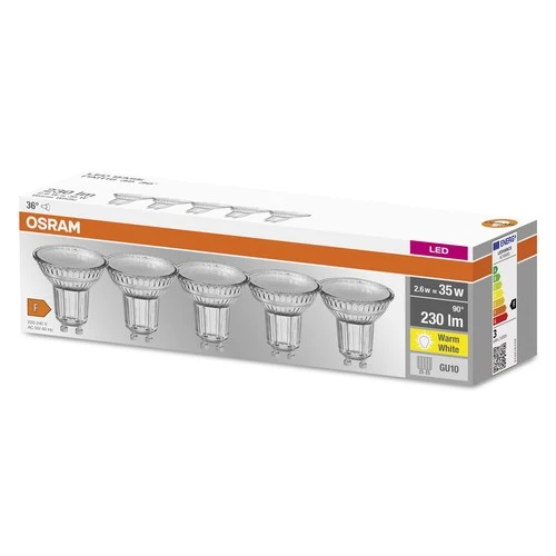 OSRAM LED Base PAR16 LED Spot (ex 35W) 2,6W / 2700K Warmweiß GU10 5er Pack