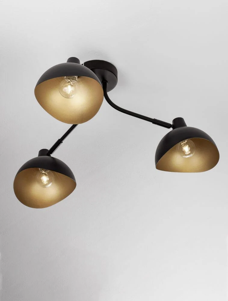 Geti Deckenleuchte 3-flammig Ø 18cm Schwarz, Gold