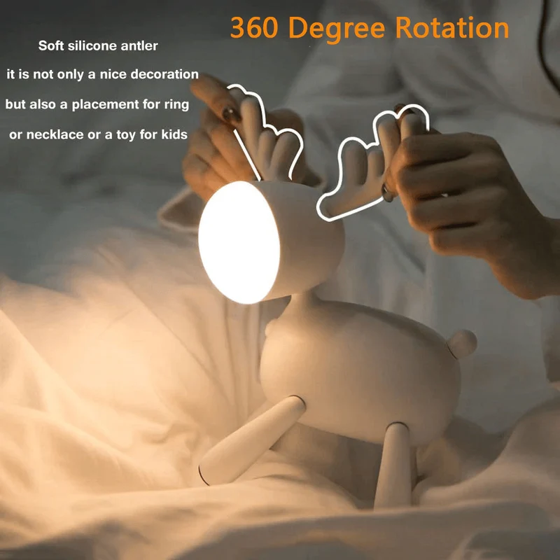 Euroselle USB Rechargeable Cute Deer LED Night Lamp