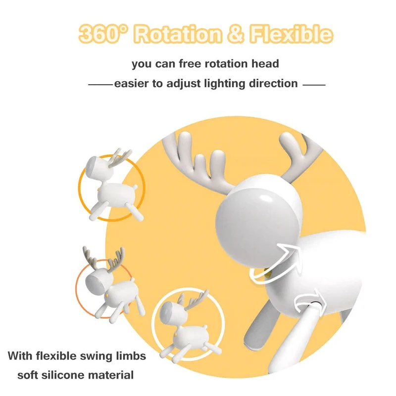 Euroselle USB Rechargeable Cute Deer LED Night Lamp