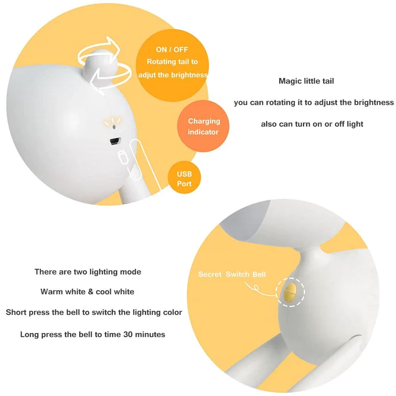 Euroselle USB Rechargeable Cute Deer LED Night Lamp