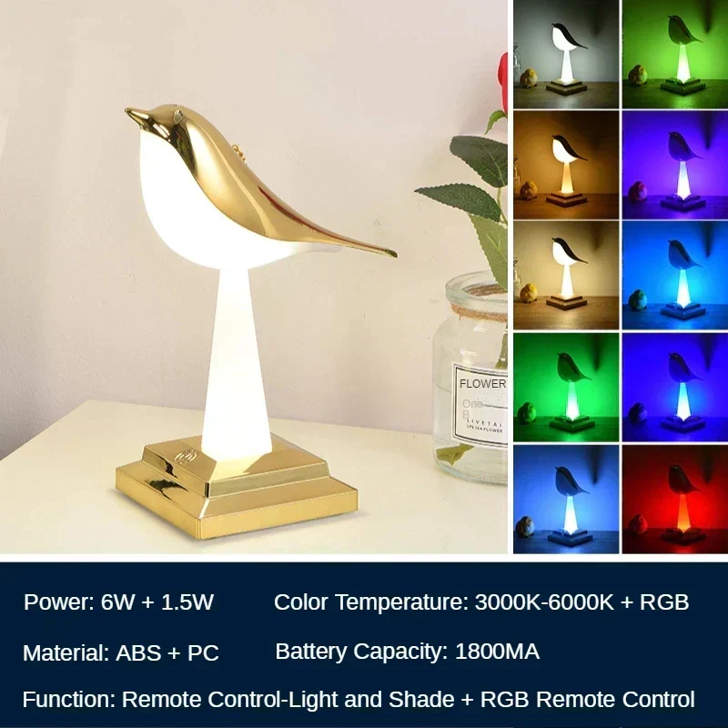 Missbird-V2 Ekster Bird Table Lamp By Euroselle Eclectus-Inspired Calming Glow