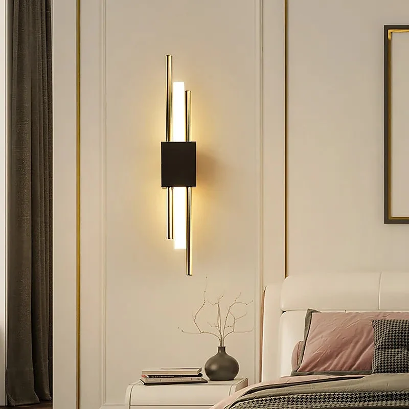 LuminArt Black Gold LED Wall Lamp For Bedroom By Euroselle