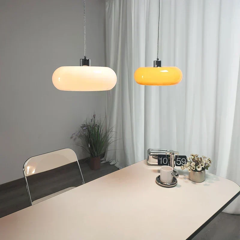 Euroselle Highbury Pendant Lights With Glass Stone Shade Milk White Or Tea Color