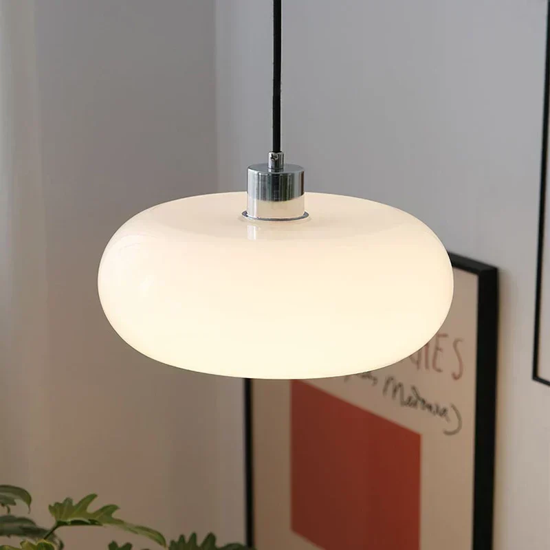 Euroselle Highbury Pendant Lights With Glass Stone Shade Milk White Or Tea Color