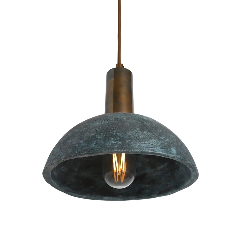 Kauri Organic Ceramic Dome Pendant Light 20cm Blue Earth, Euroselle