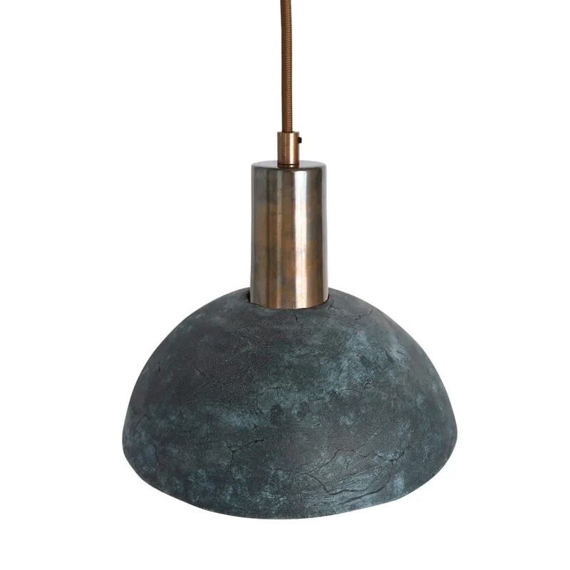 Kauri Organic Ceramic Dome Pendant Light 20cm Blue Earth, Euroselle