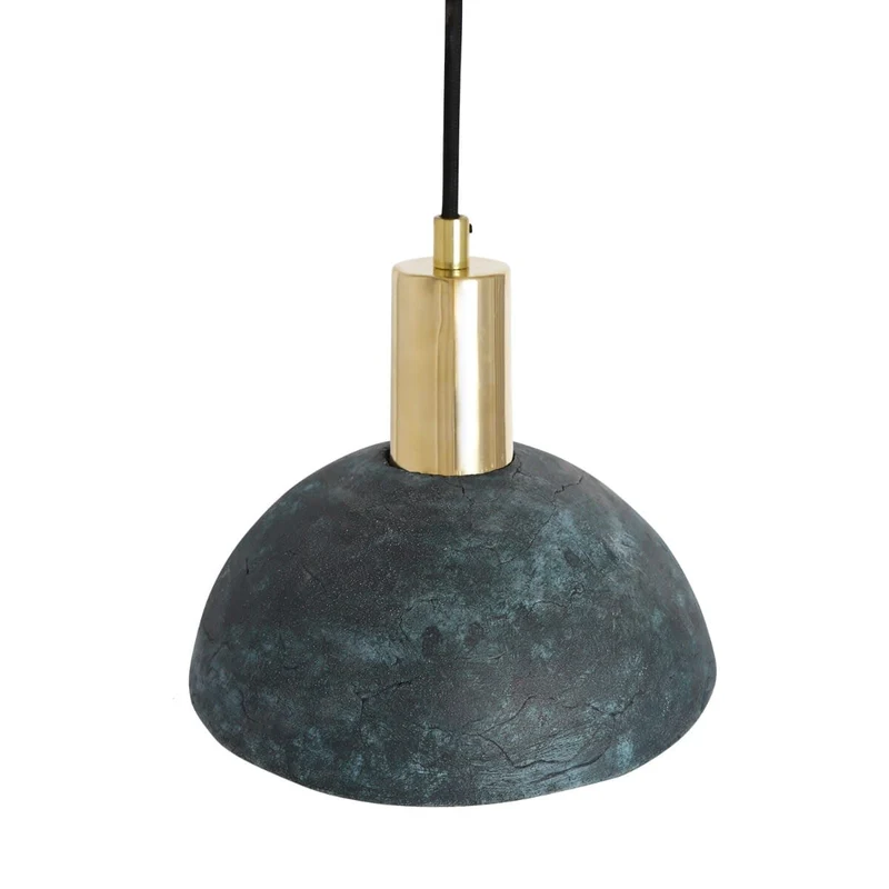 Kauri Organic Ceramic Dome Pendant Light 20cm Blue Earth, Euroselle