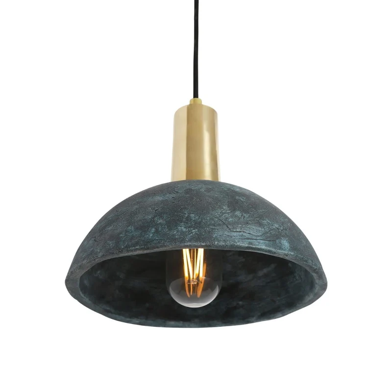 Kauri Organic Ceramic Dome Pendant Light 20cm Blue Earth, Euroselle