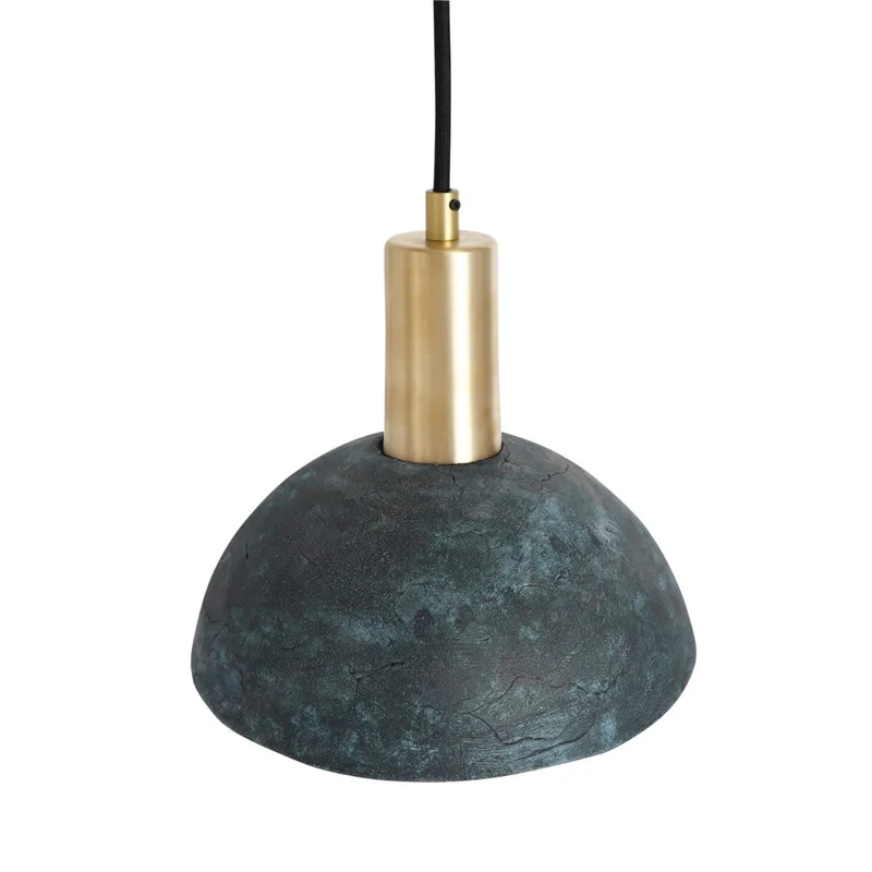 Kauri Organic Ceramic Dome Pendant Light 20cm Blue Earth, Euroselle