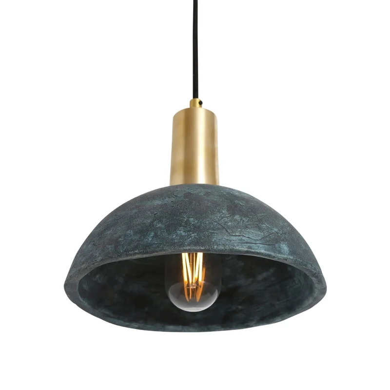 Kauri Organic Ceramic Dome Pendant Light 20cm Blue Earth, Euroselle