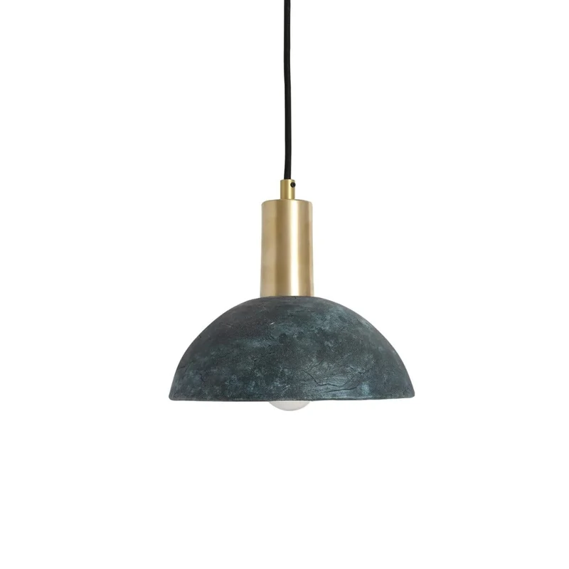 Kauri Organic Ceramic Dome Pendant Light 20cm Blue Earth, Euroselle