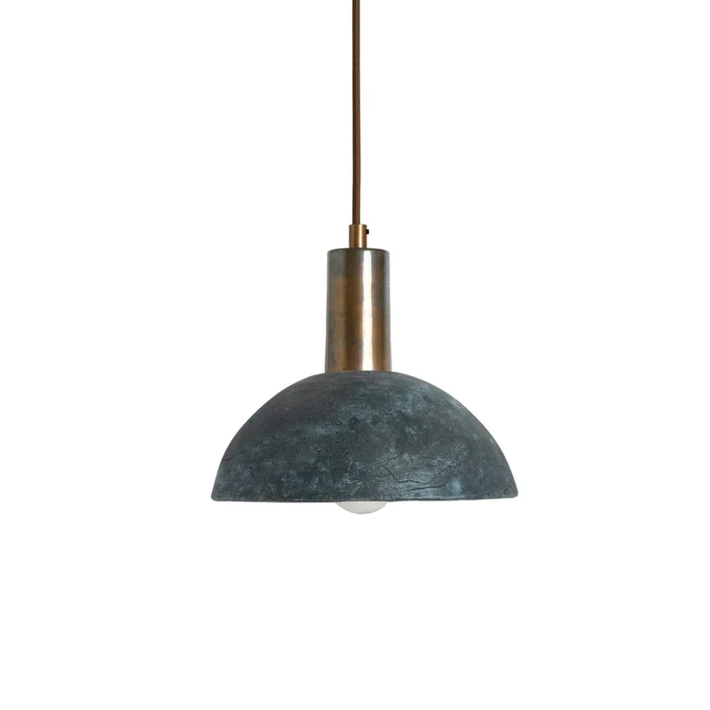Kauri Organic Ceramic Dome Pendant Light 20cm Blue Earth, Euroselle